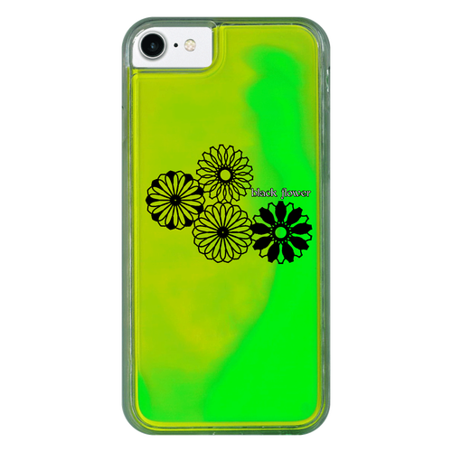 ブラックフラワー iPhone7 ネオンサンドケース