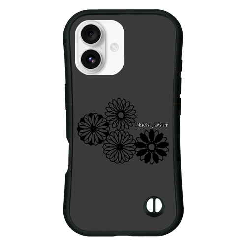 ブラックフラワー iPhone16 耐衝撃吸収グリップケース