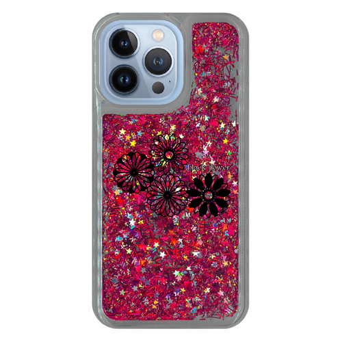 ブラックフラワー iPhone13 Pro グリッターケース
