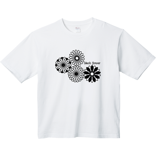 ブラックフラワー ヘビーウェイト ビッグシルエットTシャツ
