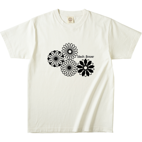 ブラックフラワー オーガニックコットンTシャツ