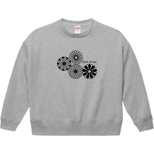 ブラックフラワー T／Cビッグシルエットクルーネックスウェット