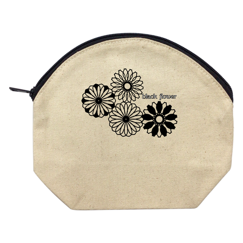 ブラックフラワー キャンバスシェルポーチ