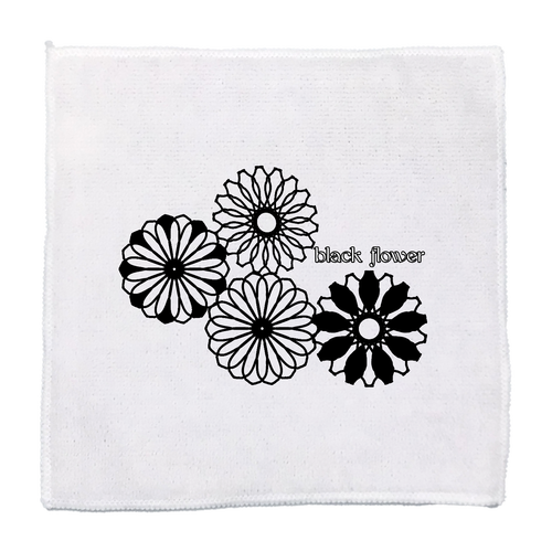 ブラックフラワー マイクロファイバーハンカチ25cm