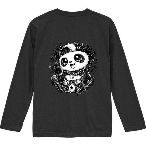 ロックパンダ　ロンT暗い色バージョン(多色ご用意) ロングスリーブTシャツ