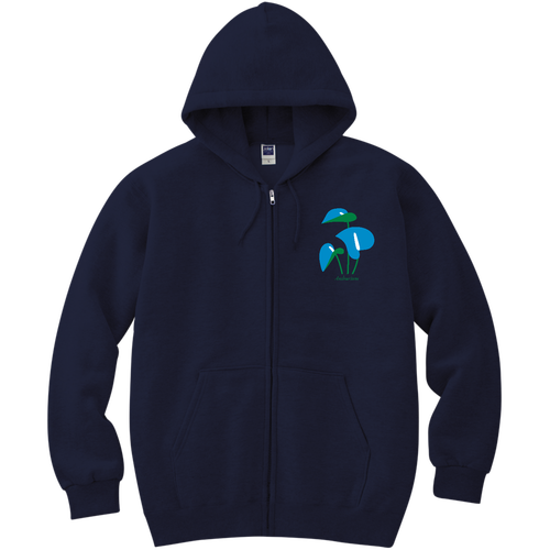 Anthurium Blue 軽量ジップアップパーカー
