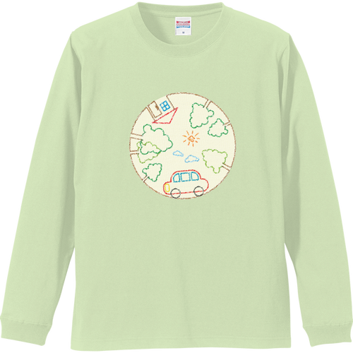 お絵描きクレヨンサークル(線画) リブ付 ロングスリーブＴシャツ