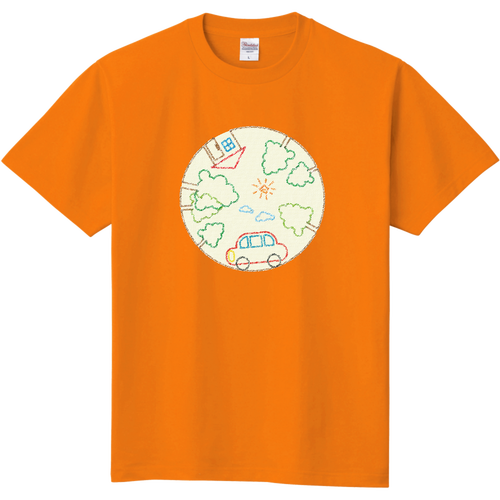 お絵描きクレヨンサークル(線画) キッズＴシャツ