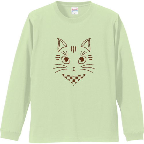 ねこかわいい(クレヨン) リブ付 ロングスリーブＴシャツ