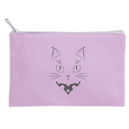 ねこかわいい(線画) キャンバスポーチ(S)【白プリント有】