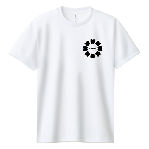 プルフラワー＆SWIM（黒）両面プリント ドライＴシャツ