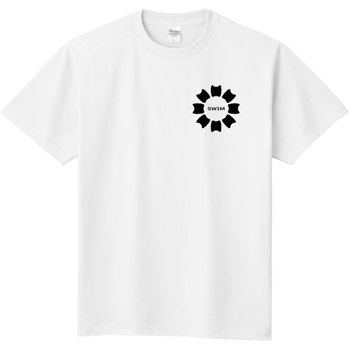 プルフラワー＆SWIM（黒）両面プリント 定番Ｔシャツ