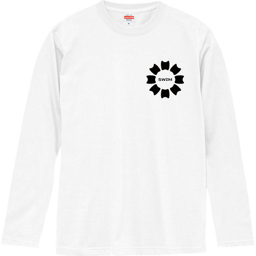 プルフラワー＆SWIM（黒）両面プリント ロングスリーブTシャツ