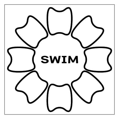 プルフラワー（白）（SWIM） ワンポイント生地用アイロンステッカー 10cm×10cm