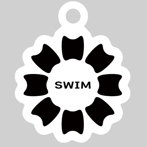 プルフラワー（黒）（SWIM） ダイカットアクリルキーホルダー(4×4cm)