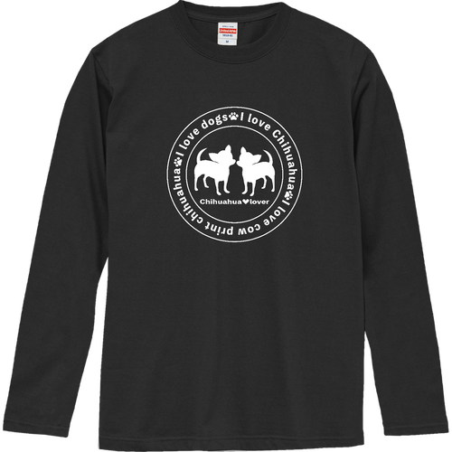 チワワシルエット白〇 ロングスリーブTシャツ