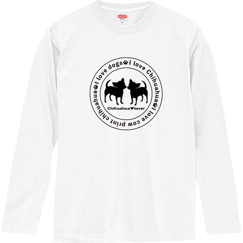 チワワシルエット黒〇 ロングスリーブTシャツ