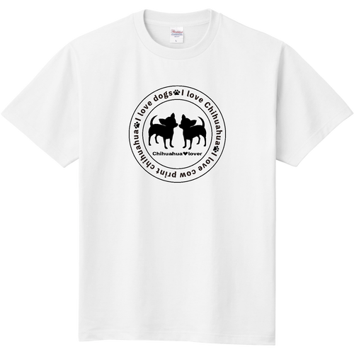 チワワシルエット黒〇 定番Ｔシャツ