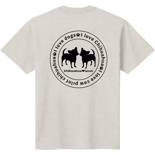 チワワシルエット黒〇背面プリント 定番Ｔシャツ