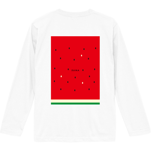 すいか（赤）背面プリント ロングスリーブTシャツ