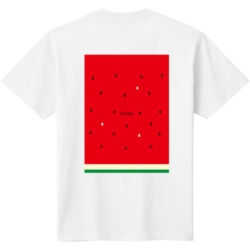 すいか（赤）背面プリント 定番Ｔシャツ