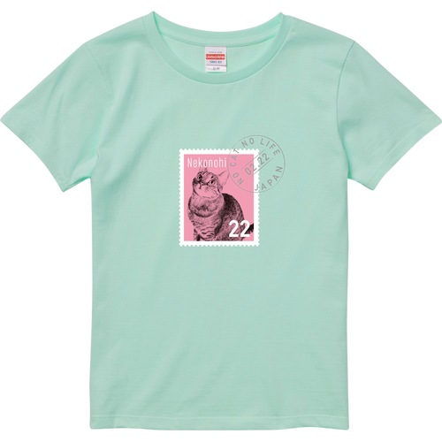 NO CAT NO LIFE・切手 猫の日 1 ハイクオリティーTシャツ（ガールズ）