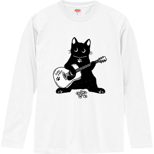 黒猫くん ギター type02 BK ロングスリーブTシャツ