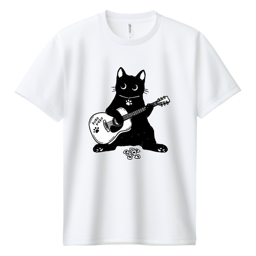 黒猫くん ギター type02 BK ドライＴシャツ