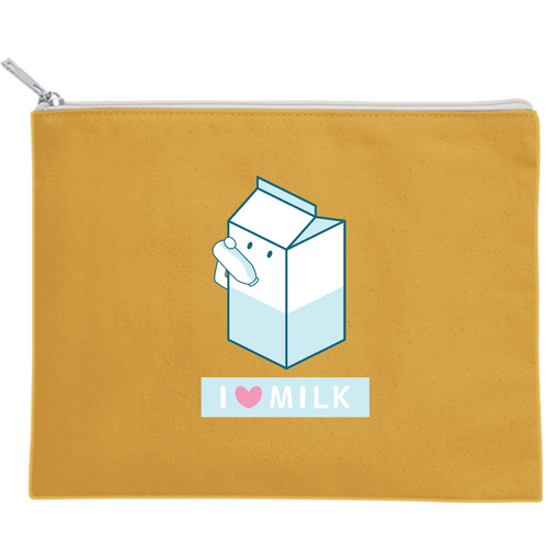 【I LOVE MILK】ポーチ キャンバスポーチ（M）【白プリント有】