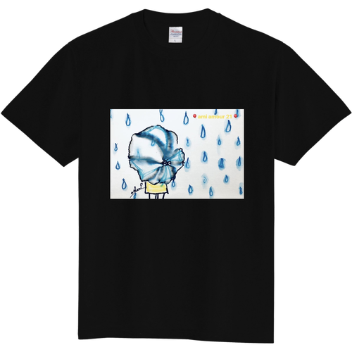 雨傘と黄色いワンピース 定番Ｔシャツ
