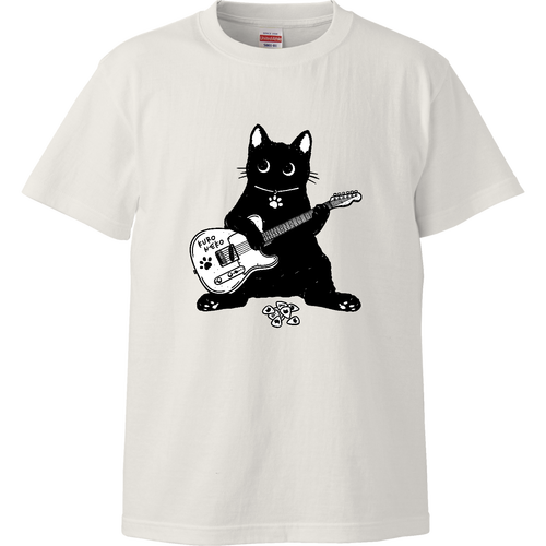 黒猫くん ギター type01 BK ハイクオリティーTシャツ