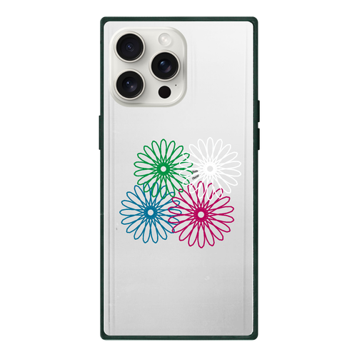 ネオンフラワー iPhone15ProMax 背面強化ガラス(スクエア)
