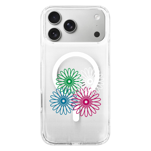 ネオンフラワー iPhone17ProMax MagSafe対応 耐衝撃クリアケース