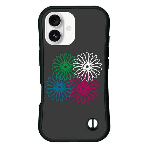 ネオンフラワー iPhone16 耐衝撃吸収グリップケース