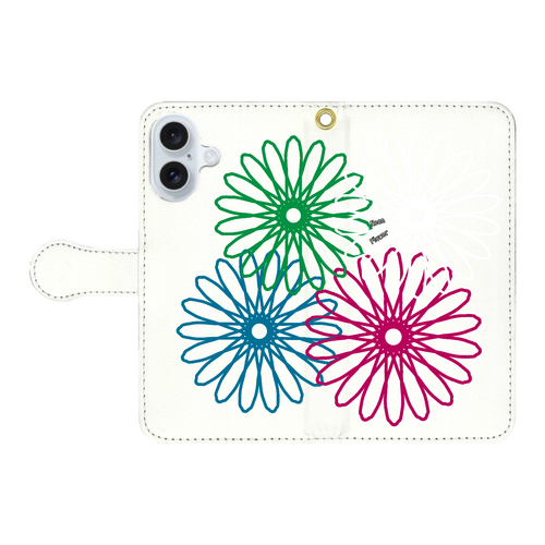 ネオンフラワー iPhone16 手帳型スマホケース