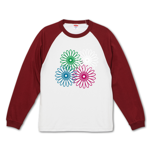 ネオンフラワー ラグランロングスリーブTシャツ（1.6インチリブ）