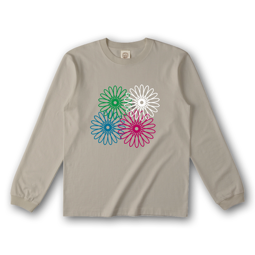 ネオンフラワー オーガニックコットンロングスリーブTシャツ（リブ有り）