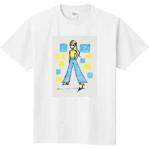 アイスブルーデニム　ホワイト 定番Ｔシャツ