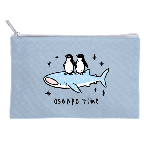 ジンベエザメくん&アデリーペンギンくん CO キャンバスポーチ(S)【白プリント有】