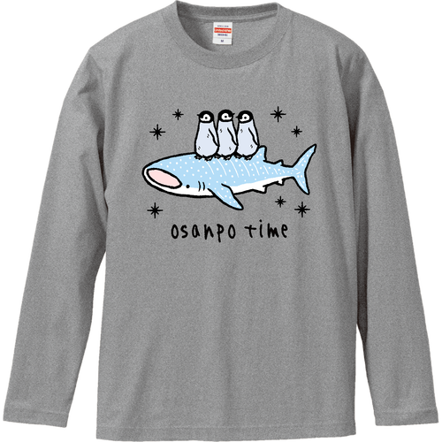ジンベエザメくん&エンペラーペンギンくん（ヒナ） CO ロングスリーブTシャツ