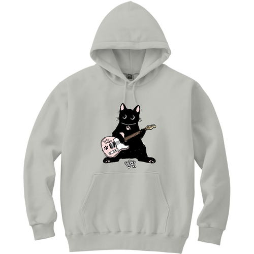 黒猫くん ギター type01 PK 軽量プルパーカー (長袖プリント)