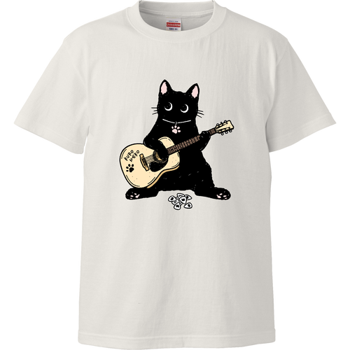 黒猫くん ギター type02 CO ハイクオリティーTシャツ