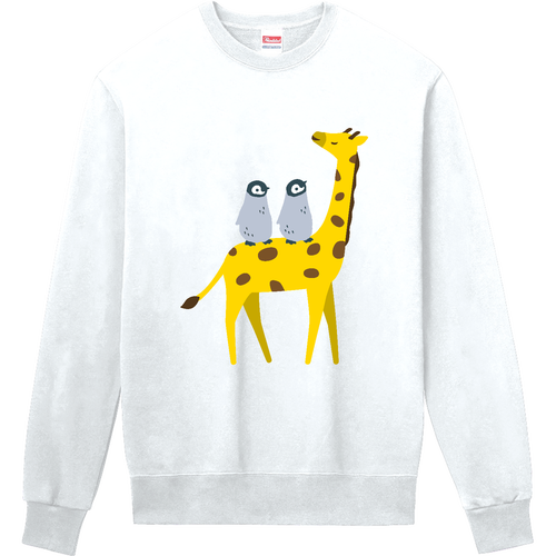 キリンくんとお散歩するエンペラーペンギンくん（ヒナ） 定番スウェット