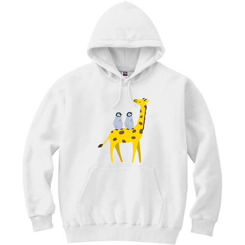 キリンくんとお散歩するエンペラーペンギンくん（ヒナ） 軽量プルパーカー (長袖プリント)