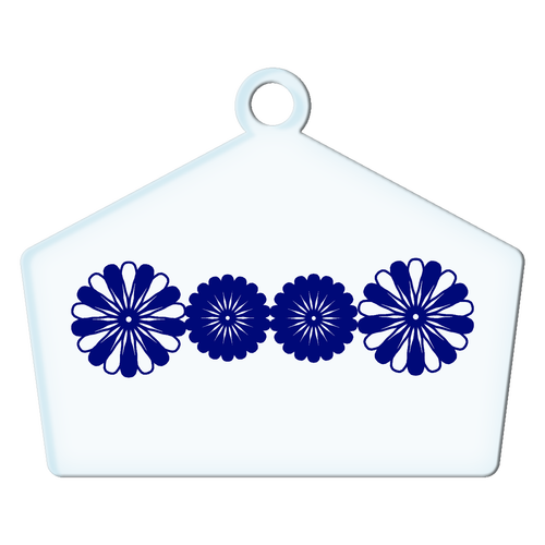 藍花 アクリルキーホルダー絵馬形 (6cm)