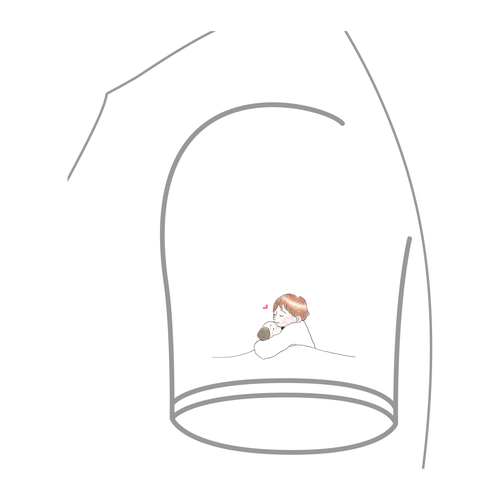こどものイラストデザインが左袖に入ったTシャツ 定番Ｔシャツ