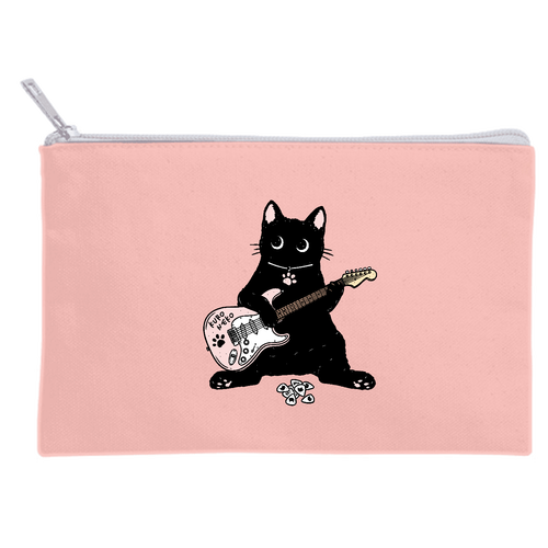 K-POP 猫キャラクター うちわ ギター 黒猫くん ギター type03 PKキャンバスポーチ(S)【白プリント有】の商品