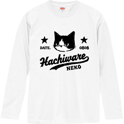 ハチワレ猫くん アメカジ BK ロングスリーブTシャツ