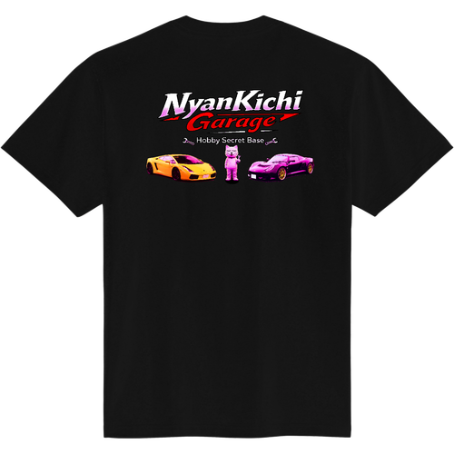 にゃんきちガレージ　公認グッズ　背面印刷 定番Ｔシャツ