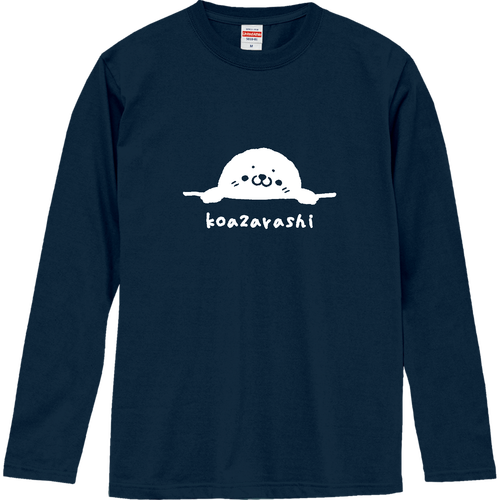 子アザラシくんフェイス type01 WH 長袖Tシャツ｜qroovy - オリラボ